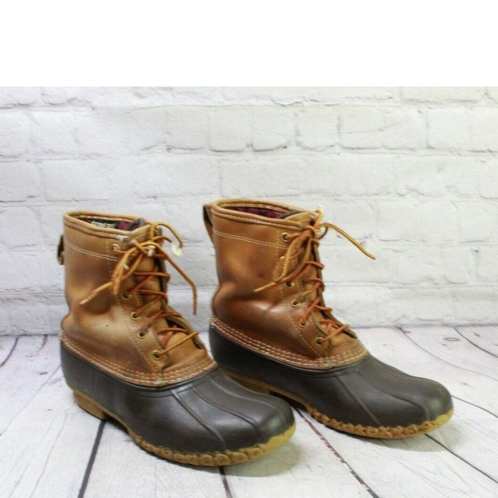 LL Bean Mens Brown Leather 8" Lace Up Gore-Tex Insulated Duck Boots Size 8 M - Picture 3 of 9